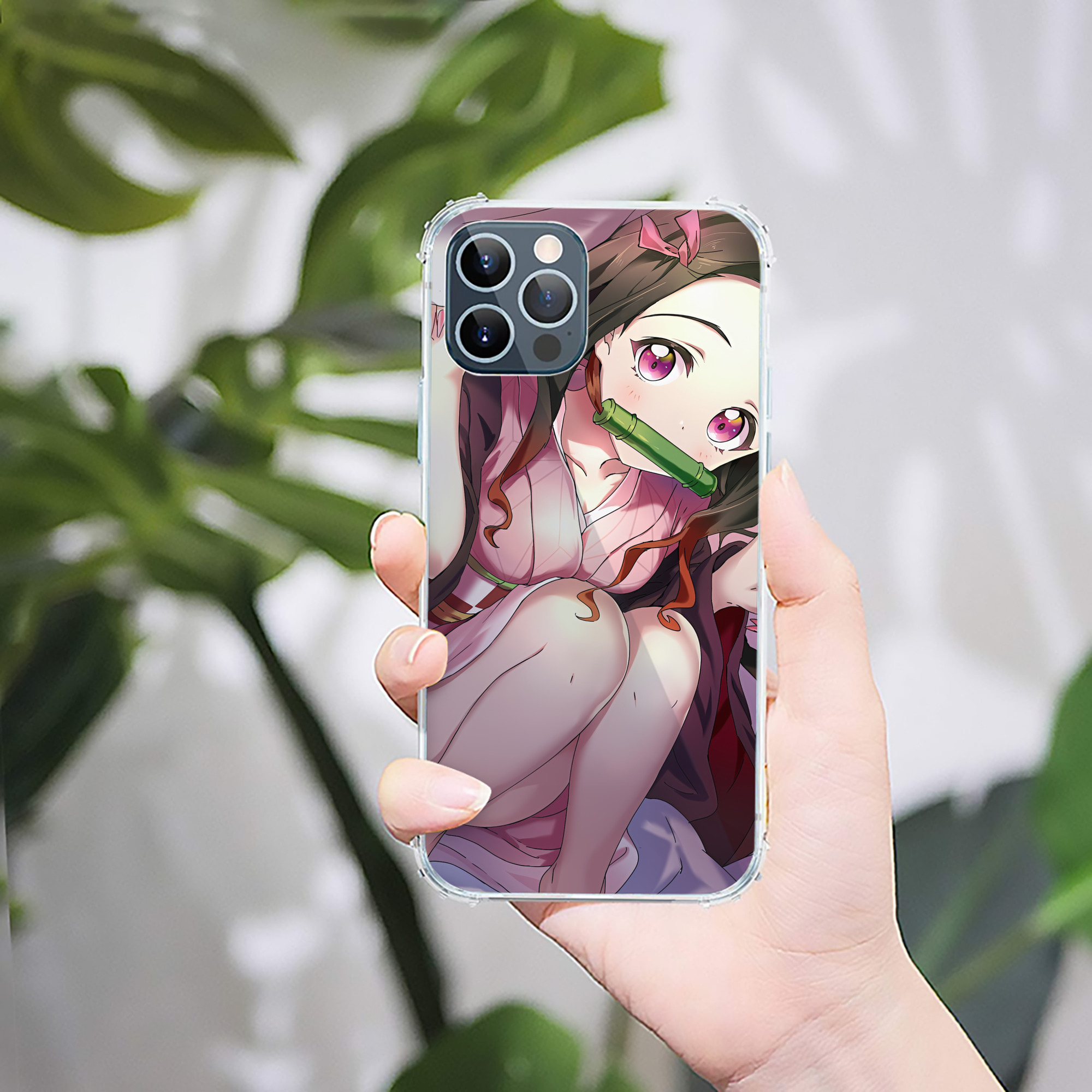（画像用） 鬼滅の刃（きめつのやいば）竈門 禰󠄀豆子／かまど ねずこ Kamado Nezuko 【iPhone 12シリーズ対応】透明スマホケース（クリアソフトケース）